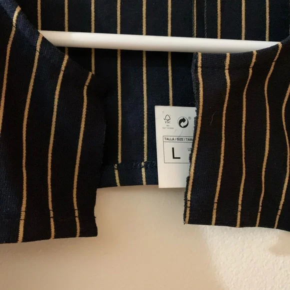 NWT Zara open back top navy & tan stripes size large *see description* - Picture 4 of 8